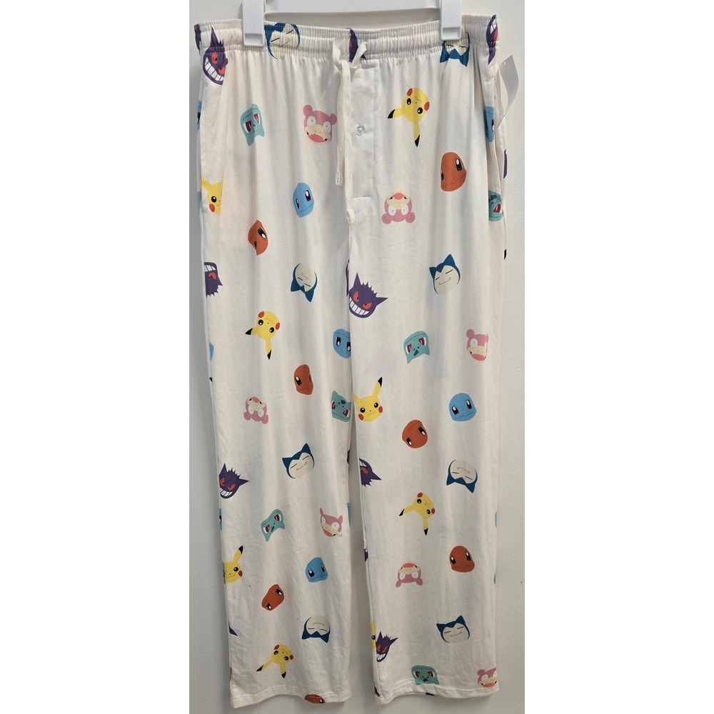 Pokemon Mens Sleep Pants Beige All Over Character Print Pajamas XXL 2XL New
